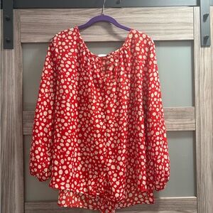 Stitch Fix West Kei Red and White Polka Dot Blouse